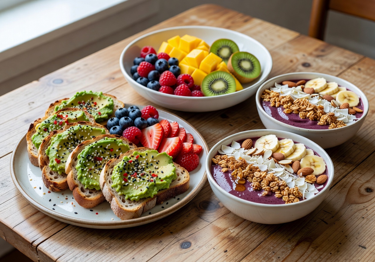 Mint Café Malta bright and modern interior with healthy brunch plates and natural lighting