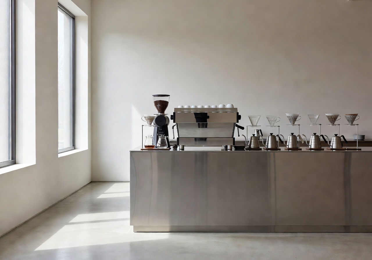 Lot Sixty One Coffee minimalist interior with specialty coffee equipment and clean urban design